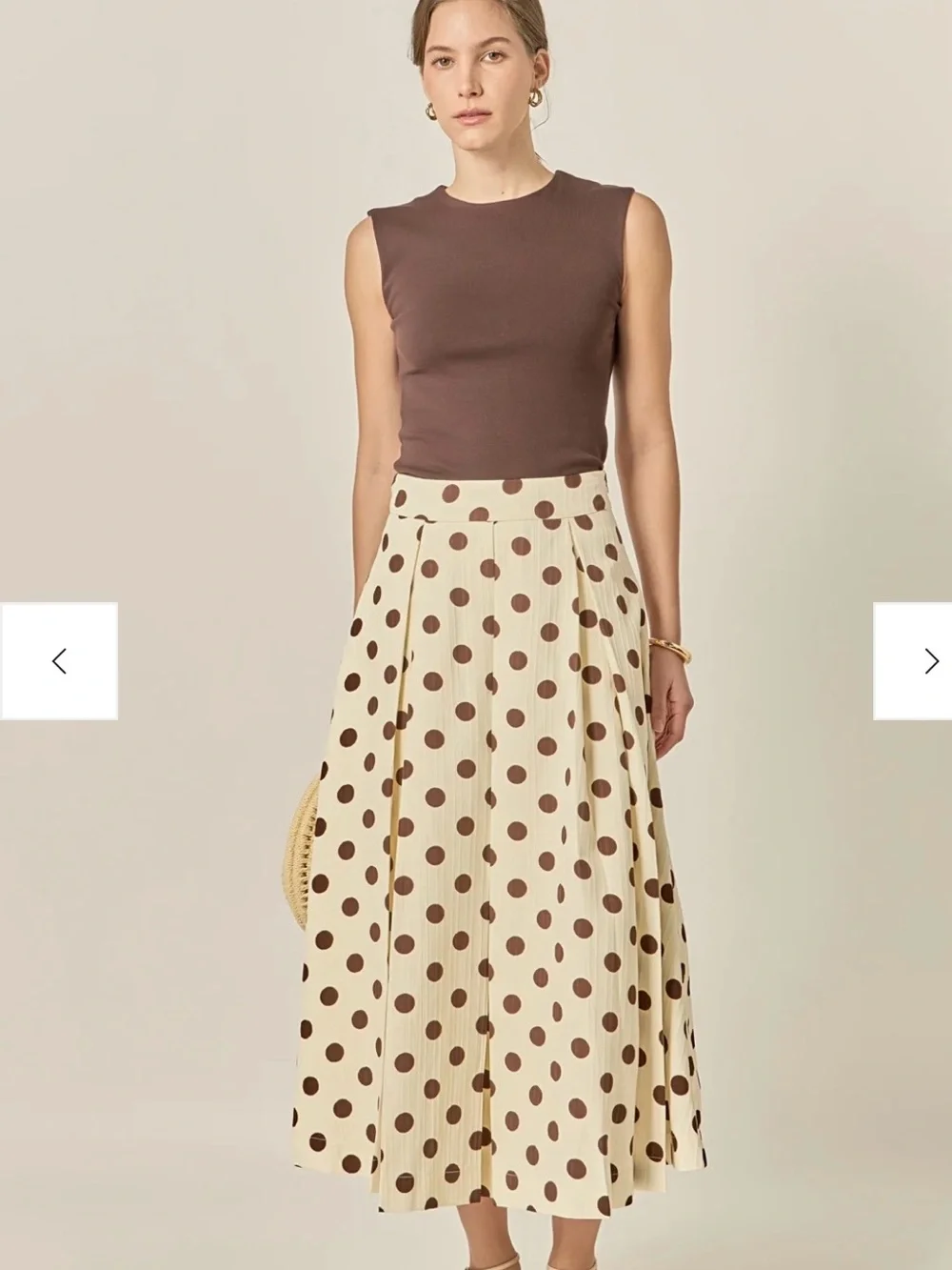 English Factory Polka Dot Pleated Midi Skirt - Picture 1 of 5